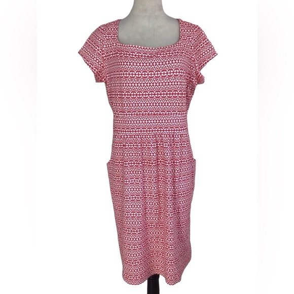 J McLaughlin Emma Dress Catalina Red Geometric Pockets SZ XL - Picture 1 of 10